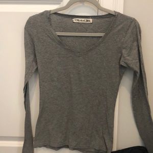 Michael Stars Fitted Long Sleeve V Neck